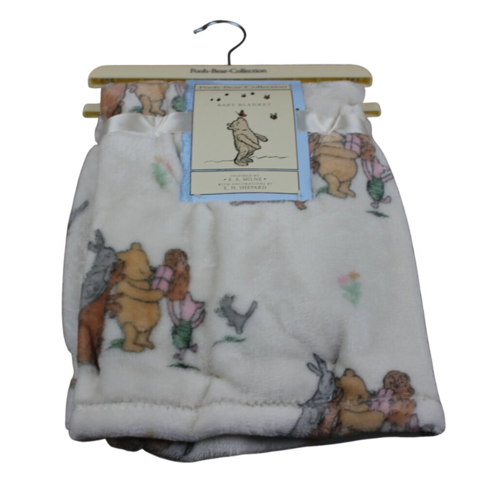 Winnie the Pooh Bear Collection Ivory Baby Blanket Friends Kanga Fleece Soft NWT